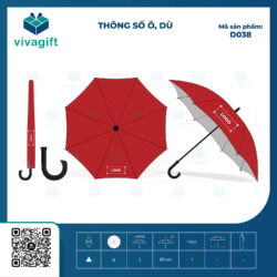 Dù Cầm Tay Cán Cong Bán Kính 60cm Cán Nhựa D038 – Quà Tặng Viva