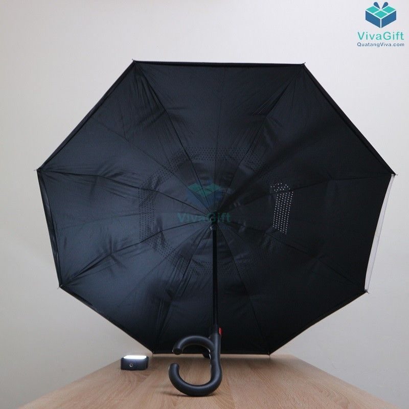 Ô Dù Cầm Tay Gấp Ngược Bán Tự Động R=70cm Màu Đen D037 2