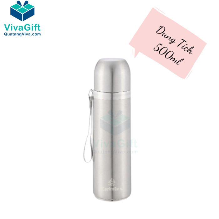 Bình Giữ Nhiệt Carlmann 500ml Màu Inox BES502 Khắc Logo