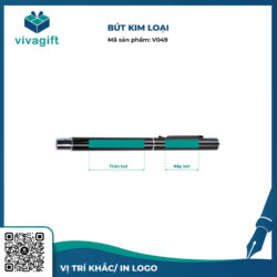 Bút Bi Kim Loại Nắp Đậy Đen V049 – Quà Tặng Viva