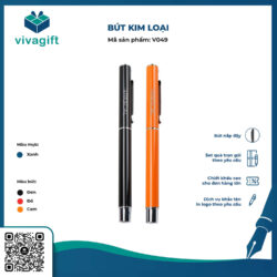 Bút Bi Kim Loại Nắp Đậy Đen V049 – Quà Tặng Viva