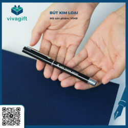 Bút Bi Kim Loại Nắp Đậy Đen V049 – Quà Tặng Viva