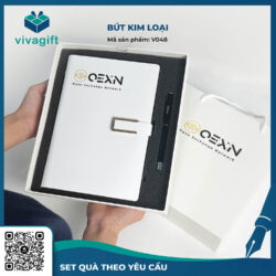 Bút Bi Kim Loại Nắp Đậy Đen V049 – Quà Tặng Viva