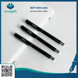 Bút Bi Kim Loại Nắp Đậy Đen V049 – Quà Tặng Viva