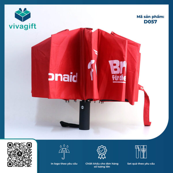 Ô Dù Gấp 3 Tự Động 2 Chiều 10 Kèo R=58cm (Có Vân Sọc) D057 - Quatangviva.com