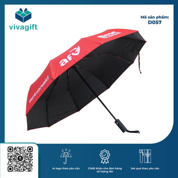 Ô Dù Gấp 3 Tự Động 2 Chiều 10 Kèo R=58cm (Có Vân Sọc) D057 - Quatangviva.com