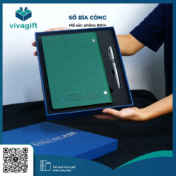 Sổ Tay Bìa Còng B014 Da PU – Quà Tặng Viva