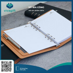 Sổ Tay Bìa Còng B014 Da PU – Quà Tặng Viva