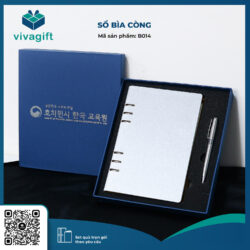 Sổ Tay Bìa Còng B014 Da PU – Quà Tặng Viva