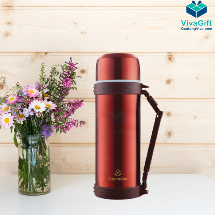 Bình Giữ Nhiệt Carlmann 1500ml Inox Màu Đỏ QE-5032 