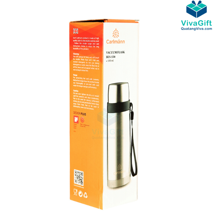 Bình Giữ Nhiệt Carlmann 500ml Nóng Lạnh BES536 Khắc Logo