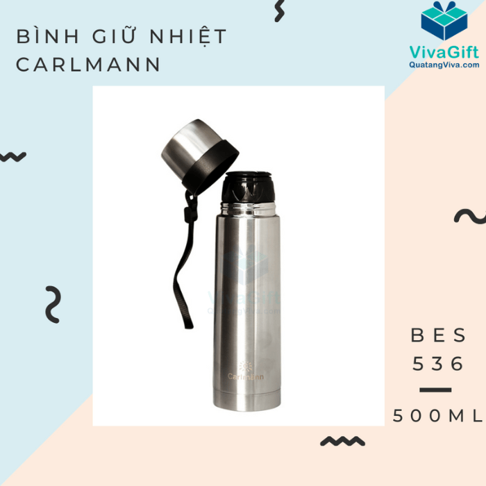 Bình Giữ Nhiệt Carlmann 500ml Nóng Lạnh BES536 Khắc Logo