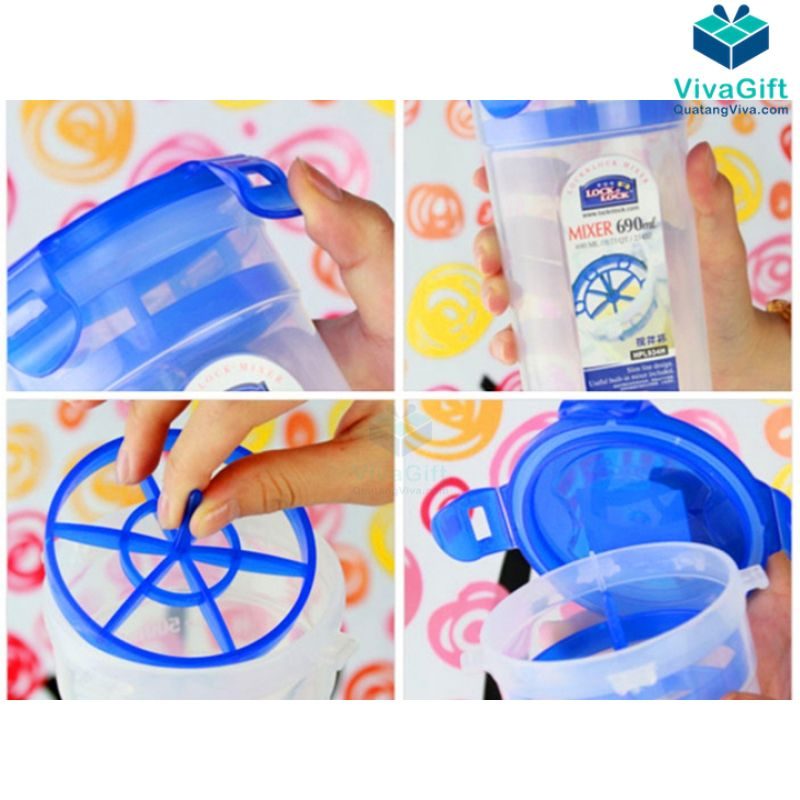 Bình Nước Nhựa PP LocknLock Mixer One Touch 690ml In Logo