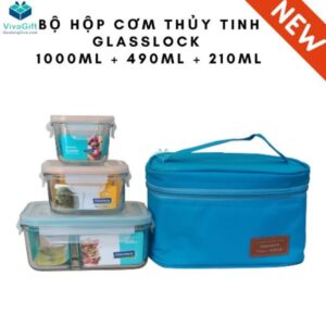 Bộ Hộp Cơm Thủy Tinh Glasslock 1000ml + 490ml + 210ml Kèm Túi Giữ Nhiệt (1)