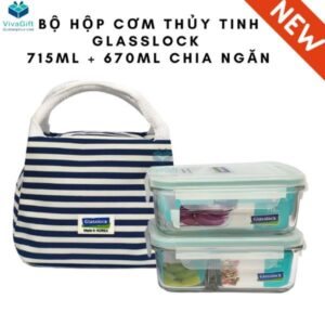 Bộ Hộp Cơm Thủy Tinh Glasslock 715ml + 670ml