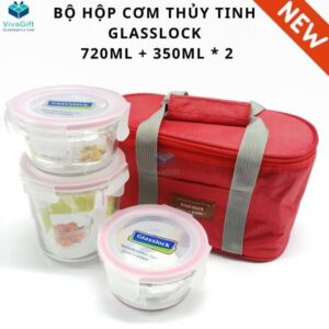Bộ Hộp Cơm Thủy Tinh Glasslock 720ml + 350ml2 Kèm Túi Giữ Nhiệt (1)