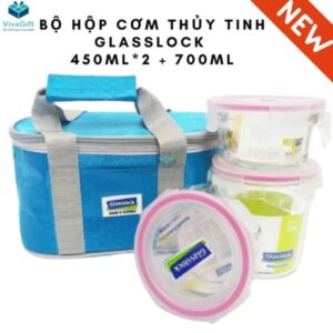 Bộ Hộp Cơm Thủy Tinh Glasslock 720ml + 450ml2 Kèm Túi Giữ Nhiệt Oval (2)