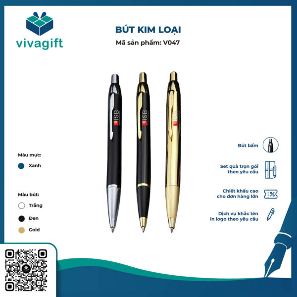 Bút Kim Loại Bấm V047 - Quà Tặng Viva