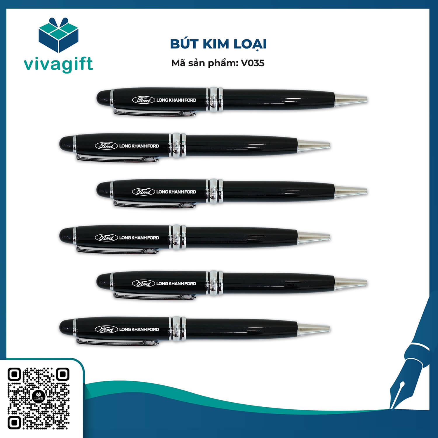 Bút Bi Kim Loại Xoay V035 - Quà Tặng Viva
