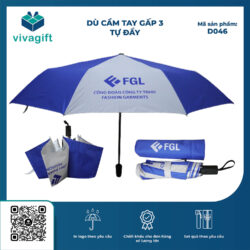Dù Cầm Tay Gấp 3 Tự Đẩy R=55cm 8 Kèo D046 – Quà Tặng Viva
