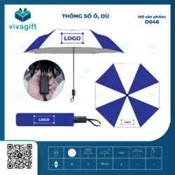 Dù Cầm Tay Gấp 3 Tự Đẩy R=55cm 8 Kèo D046 – Quà Tặng Viva
