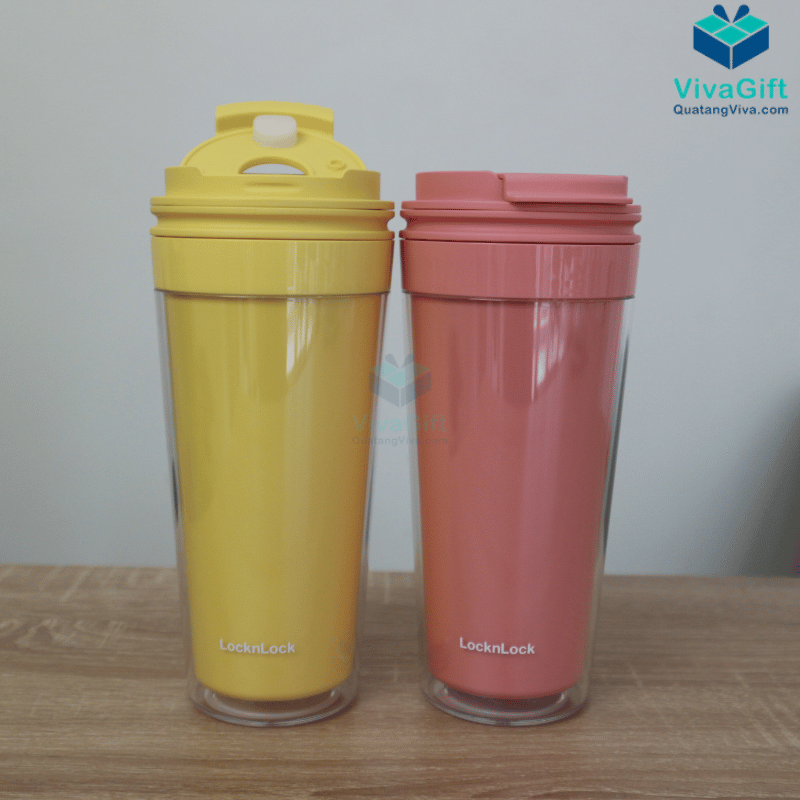 Ly Nhựa 2 Lớp Nắp Bật Lock&Lock 580ml HAP519 In Logo
