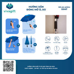Ô Dù Thẳng Poly Cán Nhựa Mạ Kim D047 R=75cm 8 Kèo – Quà Tặng Viva