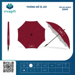 Ô Dù Thẳng Poly Cán Nhựa Mạ Kim D047 R=75cm 8 Kèo – Quà Tặng Viva