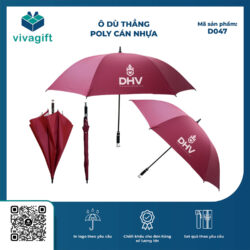 Ô Dù Thẳng Poly Cán Nhựa Mạ Kim D047 R=75cm 8 Kèo – Quà Tặng Viva