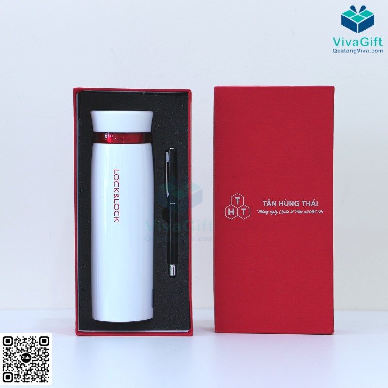 Set Quà Tặng Bút + Bình Giữ Nhiệt LocknLock GS139