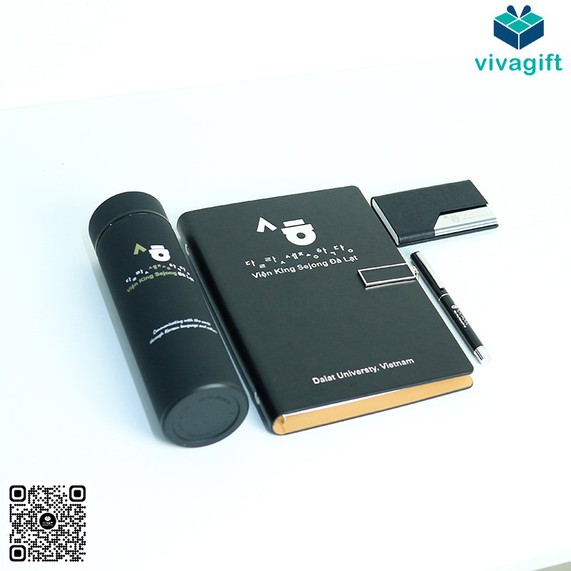 Set Quà Tặng Sổ + Bình + Bút Và NameCard GS117 In Logo 4