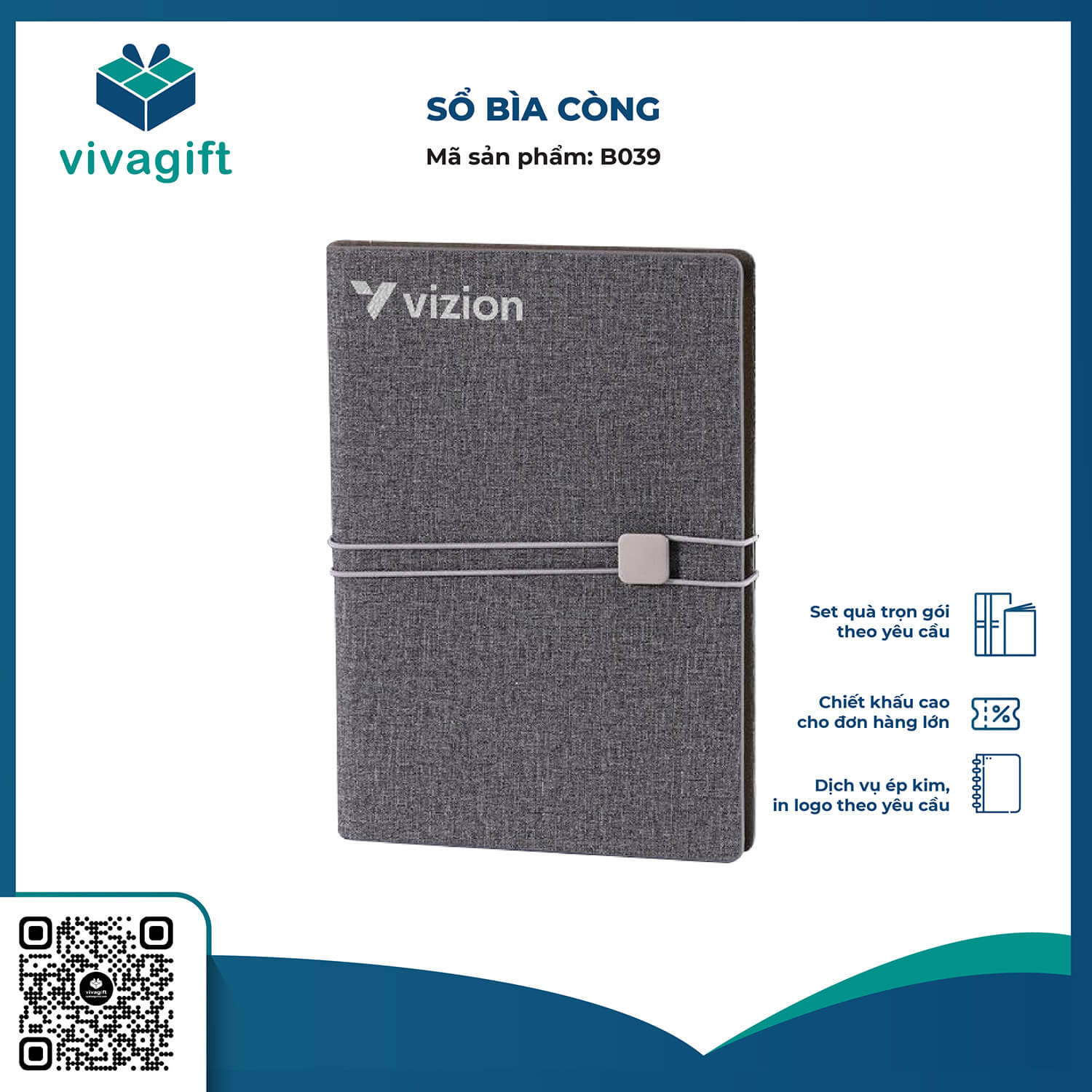 Sổ Tay Bìa Còng Gập 2 B039 - Quà Tặng Viva