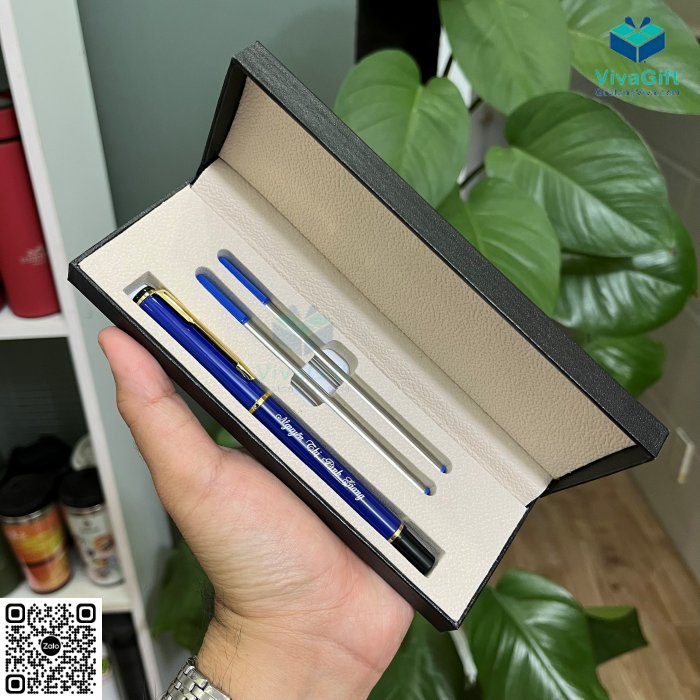 Hộp Đựng Bút Và Ruột Nắp Gập HV07 In Logo 19