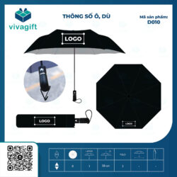 Ô Dù Cầm Tay Gấp 3 Tự Động 1 Chiều D010 R=58cm – Quatangviva.com