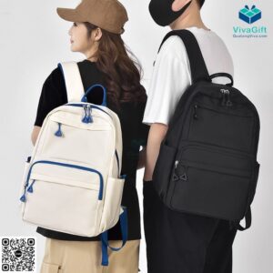Balo Học Sinh Cấp 2 Màu Trắng BL129 In Logo