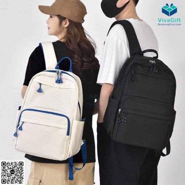 Balo Học Sinh Cấp 2 Màu Trắng BL129 In Logo