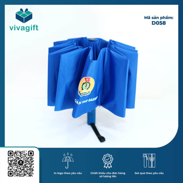 Ô Dù Gấp 3 Tự Động 2 Chiều Cán Nhựa D058 12 Kèo - Quatangviva.com
