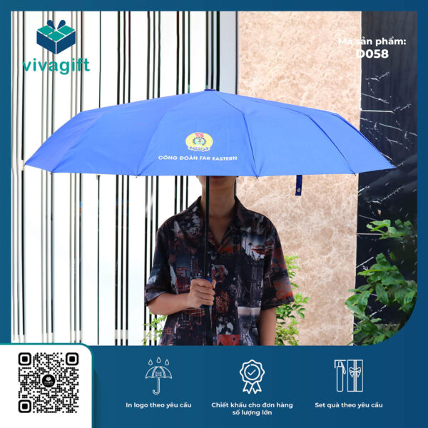 Ô Dù Gấp 3 Tự Động 2 Chiều Cán Nhựa D058 12 Kèo - Quatangviva.com