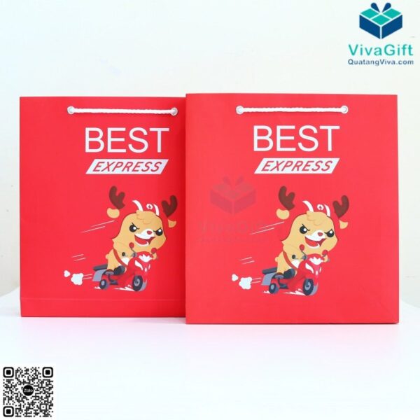 Túi Giấy Couche Quai Xách Bằng Vải Đựng Set Quà Tặng TG05-6 2