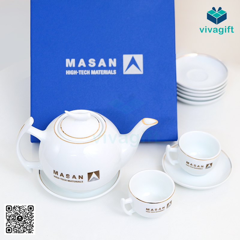 Bộ Ấm Chén Bát Tràng Dáng Bưởi Cành Viền Chỉ Vàng 650ml A023 1