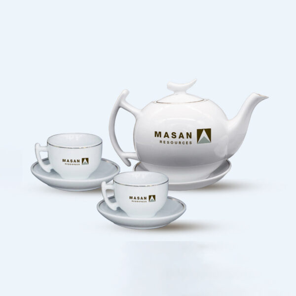 Bộ Ấm Chén Bát Tràng Dáng Bưởi Cành Viền Chỉ Vàng 650ml A023