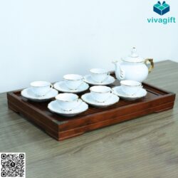 Bộ Ấm Chén Tứ Quý Bát Tràng Viền Chỉ Vàng 700ml A022 – Vivagift
