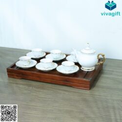 Bộ Ấm Chén Tứ Quý Bát Tràng Viền Chỉ Vàng 700ml A022 – Vivagift