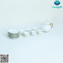 Bộ Ấm Chén Tứ Quý Bát Tràng Viền Chỉ Vàng 700ml A022 – Vivagift