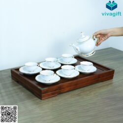 Bộ Ấm Chén Tứ Quý Bát Tràng Viền Chỉ Vàng 700ml A022 – Vivagift