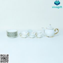 Bộ Ấm Chén Tứ Quý Bát Tràng Viền Chỉ Vàng 700ml A022 – Vivagift