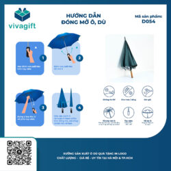 Dù Thẳng Poly Cán Gỗ R=70cm D054 – Quà Tặng Viva