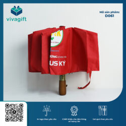 Ô Dù Gấp 3 Tự Động 2 Chiều Cán Gỗ 10 Kèo D061 – Quà tặng Viva