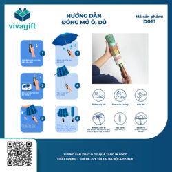 Ô Dù Gấp 3 Tự Động 2 Chiều Cán Gỗ 10 Kèo D061 – Quà tặng Viva