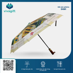 Ô Dù Gấp 3 Tự Động 2 Chiều Cán Gỗ 10 Kèo D061 – Quà tặng Viva